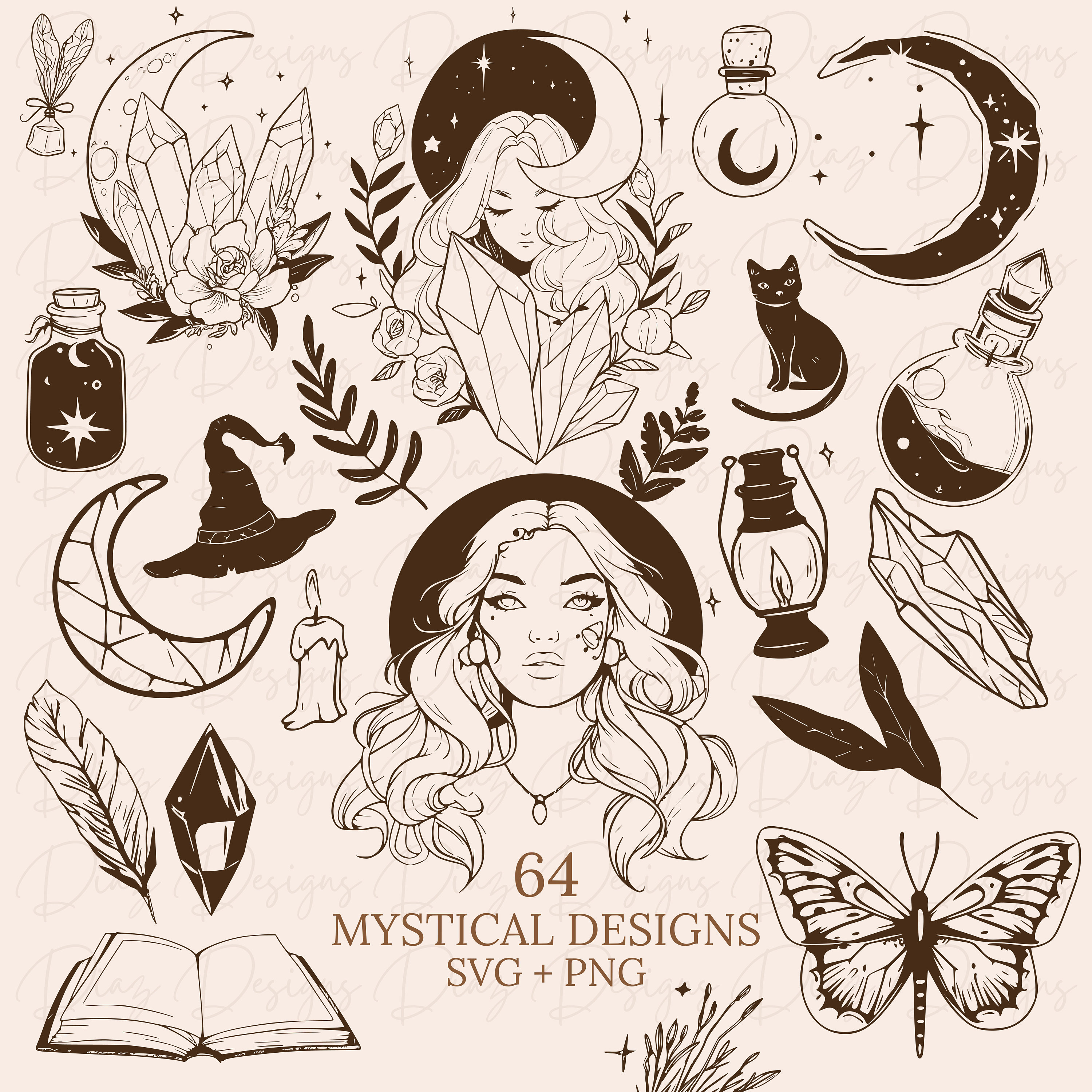Mystical Svg Bundle , Witchcraft Bundle Svg, Witchy Svg, Moon Svg ...