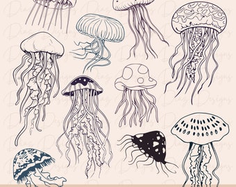Jellyfish svg, jellyfish clipart, jellyfish cut file, jellyfish cricut, jellyfish vector, jellyfish png, ocean animal svg, sea creatures svg
