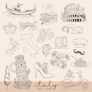 Italië svg, Italië Rome clipart, Italië cut-bestand, Italiaans png, Venetië svg, Pisa toren svg, Romeins colosseum png, Italië Toscane vector