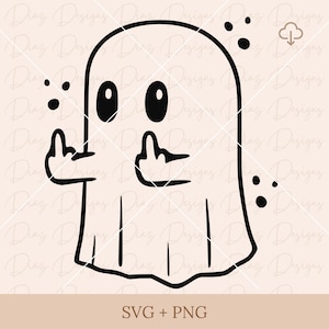 Geister-Mittelfinger-PNG, Geister-Schnittdatei, lustiges Halloween-SVG, lustiger Geister-Vektor, Trick or Treat-SVG, Geister-Umriss-SVG.