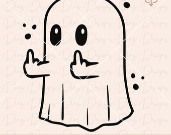 Spook middelvinger png, spook uitsnijdbestand, grappige halloween svg, grappige spook vector, trick or treat svg, spook omtrek svg.