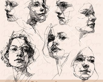 Woman face line art svg, girl face continuous line svg, floral woman clipart, woman body line cut file, head svg, woman line drawing png.