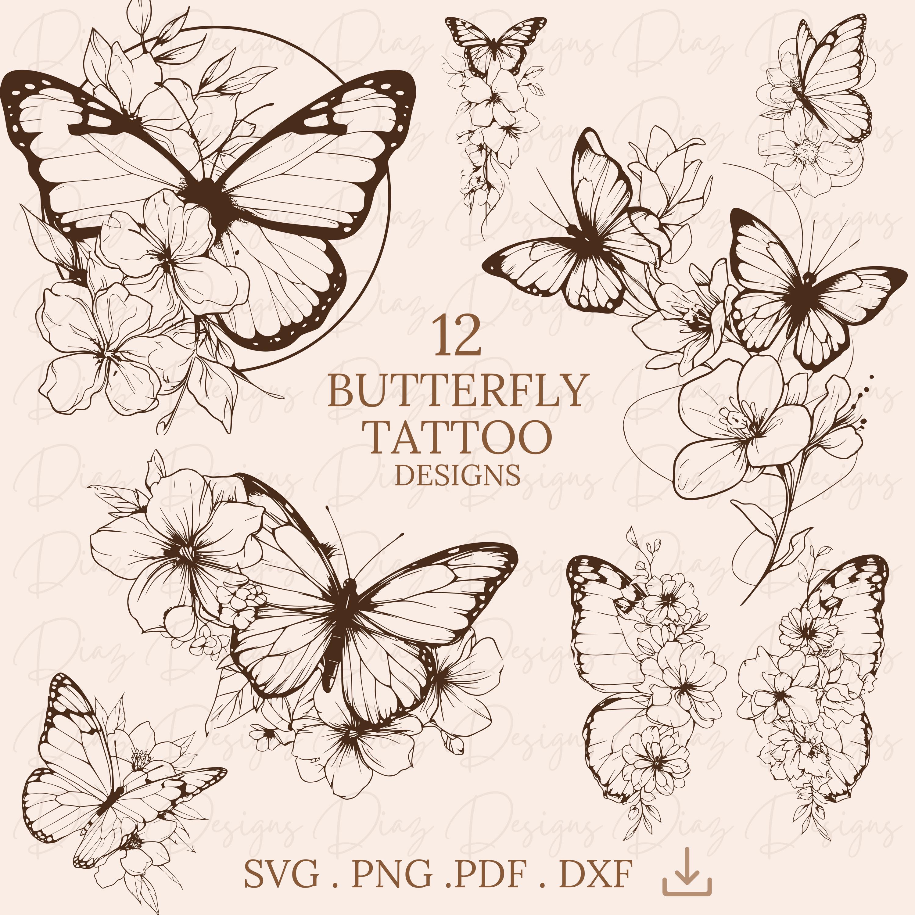 Butterfly and Flower Tattoo Ideas