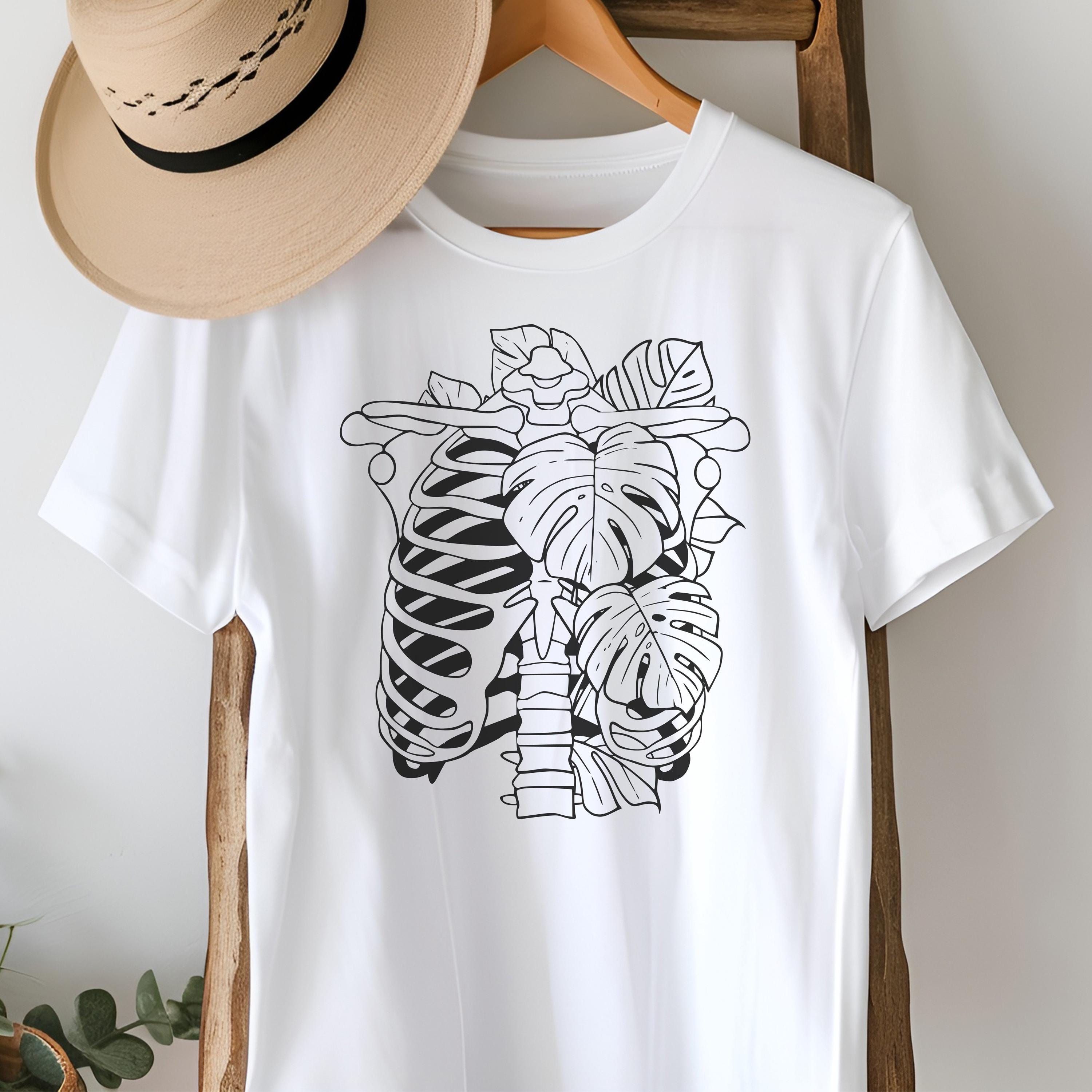 Floral Skeleton Ribcage Svg, Monstera Plant Svg, Monstera Clipart, Rib ...