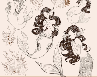 Mermaid svg bundle, mermaid clipart, little mermaid svg, cute mermaid svg, mermaid svg cricut, mermaid cut file, mermaid laser cut