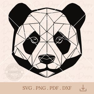 Geometrisches Panda-SVG, Pandakopf-SVG, polygonales Panda-PNG, Pandabär-Cricut, Panda-Clipart, wilder Pandabär-PNG, Tierkunst-Geometrie.