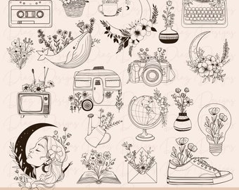 Wildflower bundle svg, floral svg cut file, floral bundle svg, wildflower clipart, botanical svg, flower cricut, wildflower png, floral svg