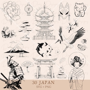 Japans ontwerp svg, Japanse clipart, Japanse vector png, Oosters china png, Geisha svg, Samurai svg, Mount Fuji png, Japans snijbestand.