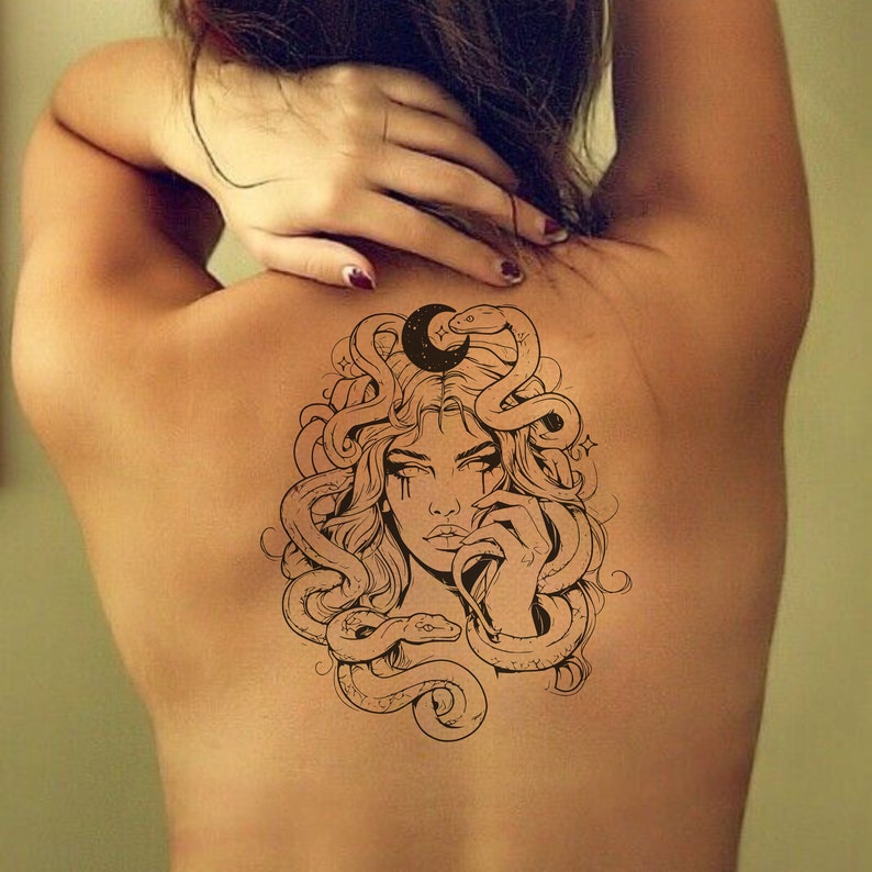 Medusa svg file, medusa png, medusa tattoo svg, medusa vector, greek mythology svg, medusa head clipart, greek goddess svg, snake head png. image 3