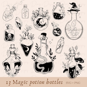 Witch potions svg, witch potions png, magic potion png, witches bottle svg, mystic svg, witch potion clipart, magic potion svg, alchemy svg