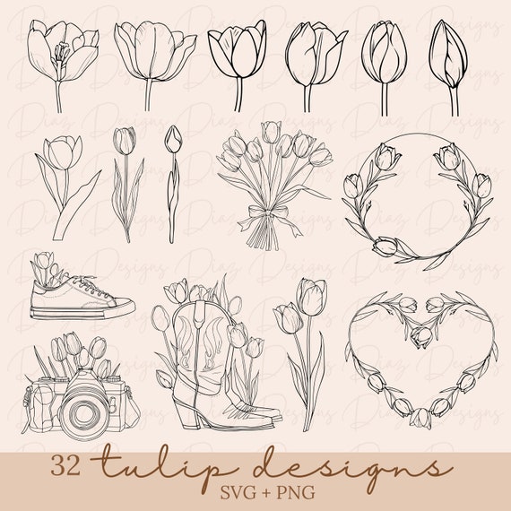 Tulipanes svg, tulipanes png clipart, archivo corte flor tulipan, tulipan cricut, flor tulipan vector, tulipan floral png, botanica svg png