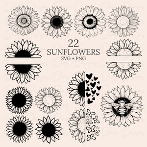 Sunflower svg bundle, sunflower clipart, sunflower png, sunflower design, sunflower cut file, flower svg bundle, flower svg clipart