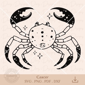 Segno zodiacale cancro svg, simbolo cancro png, clipart oroscopo cancro, file di taglio cancro, svg oroscopo cancro, clipart segno astrologico