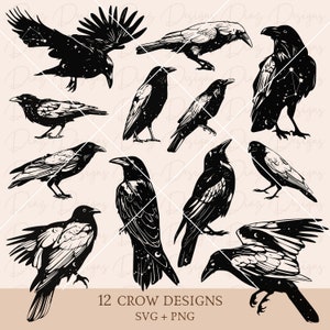Mystical crow clipart, raven svg, raven tattoo png, halloween raven svg, crow tattoo cut file, crow positions svg, gothic raven cricut.