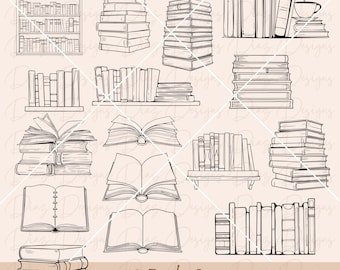 Book lover svg, book clipart, bookworm png, reading cricut, library svg, outline books cut file, reading teacher svg, retro books heart svg.