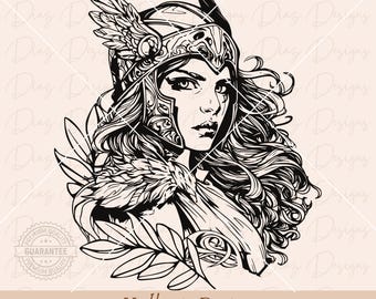 Valkyrie svg, freya svg, vrouwelijke krijger png, valkyrie clipart, viking krijger svg, valhalla svg, odin svg, viking clipart, viking png.