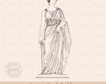 Ancient greek statue svg, greek goddess line art svg, woman statue png, greek mythology cricut, ancient sculpture woman png, greek god svg.