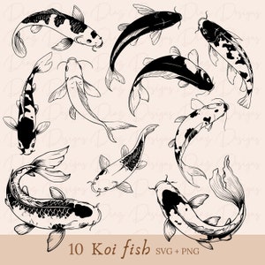 Japanischer Koi Fisch SVG, Japanischer Koi PNG, Japanischer Fisch Clipart, Japanischer Karpfen Schnittdatei, Koi Fisch Cricut, Koi Fisch Vektor, Koi Karpfen SVG