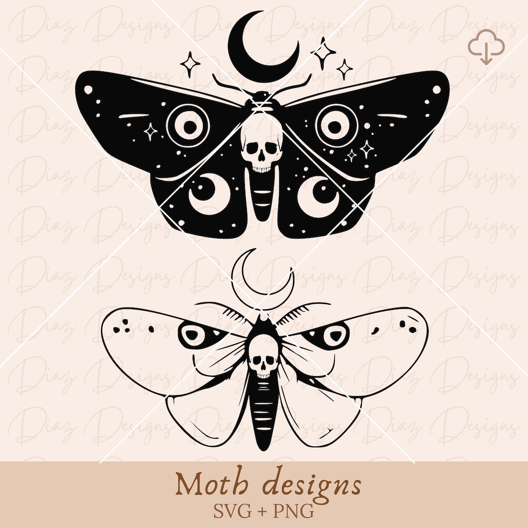 Skull Moth Cut File, Mystical Moth Png, Celestial Moth Svg, Moth Tattoo ...