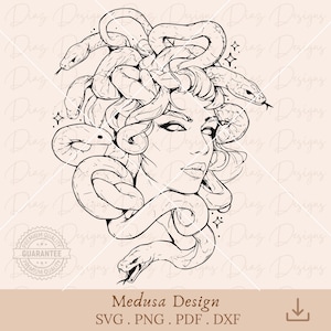 Medusa svg, Medusa tatouage png, Medusa vecteur, Medusa cut file, mythologie grecque svg, déesse grecque png, Medusa clipart, serpent png.