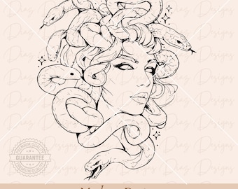 Medusa svg file, medusa png, medusa tattoo svg, medusa vector, greek mythology svg, medusa head clipart, greek goddess svg, snake head svg