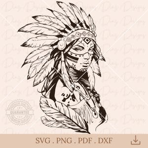 Índio americano svg, nativo americano svg, garota nativa png, garota guerreira svg, nativo cricut, clipart de mulher guerreira indiana, indígena svg.