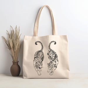 Japanska tigrar svg, tigerhuvud svg, japansk tigertatuering, tigeransikte clipart, vild tiger png, tigervektor, tigerdjur Cricut. bild 9
