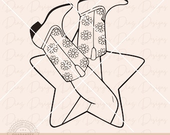 Cowboystövlar svg, blommiga cowboystövlar png, möhippa png, klippta stövlar-fil, vilda västern png, bröllopssvg, rodeo png.