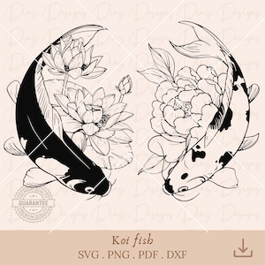 Japanese koi fish svg, koi fish clipart, koi carps svg, japanese carp clipart, chinese fish svg, koi fish tattoo cricut, koi carp cut file
