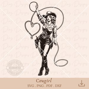 Vaquera retro svg, vaquera vintage lazo cricut, vaquera occidental clipart, salvaje oeste vector, mujer rodeo cricut, pin up occidental svg.