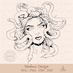 Medusa svg file, medusa png, medusa tattoo svg, medusa vector, greek mythology svg, medusa head clipart, greek goddess svg, snake head png.