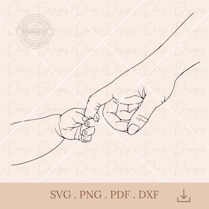 Bebê segurando a mão da mãe Svg, Recém-nascido Svg, Mãe amamentando e bebê Cricut, Dia das Mães Svg, Mãe e filhos Svg, Maternidade Svg.