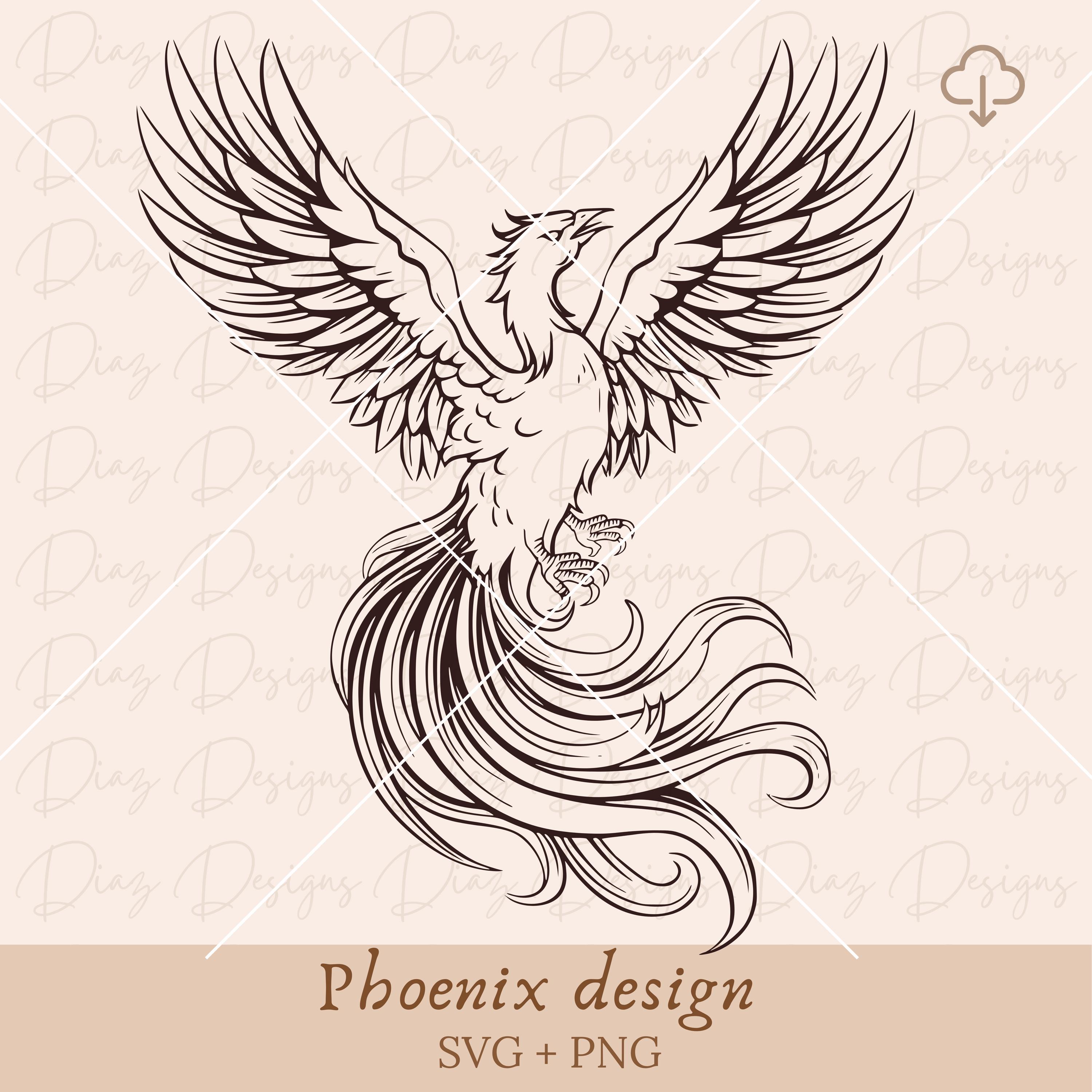 Phoenix bird svg, phoenix tattoo vector, phoenix png, phoenix cricut, phoenix clipart, phoenix design, phoenix cut file, phoenix graphic.