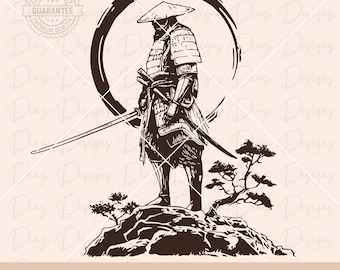 Samurai svg, samurai warrior png, samurai katana clipart, samurai sword vector, bonsai tree svg, ronin svg, bushido svg, sakura cricut.