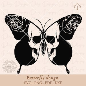 Skull butterfly svg, butterfly tattoo clipart, butterfly cricut, skull butterfly vector, butterfly cut file, skull moth svg, moth tattoo png