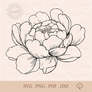 Peony svg, peony png, wedding peony svg, peony line art, wildflower clipart, floral peonies cricut, botanical png, peonies bouquet svg.