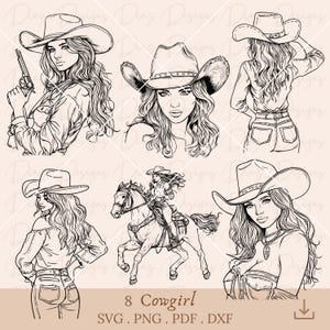 Cowgirl retrô svg, cowgirl vintage cricut, clipart de cowgirl do oeste, vetor de velho oeste, mulher de rodeio cricut, pin up do oeste svg.