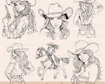 Cowgirl retro svg, pin up western png, beautiful lady svg, vintage cowgirl clipart, rodeo cowgirl cricut, wild west svg, yeehaw howdy svg.