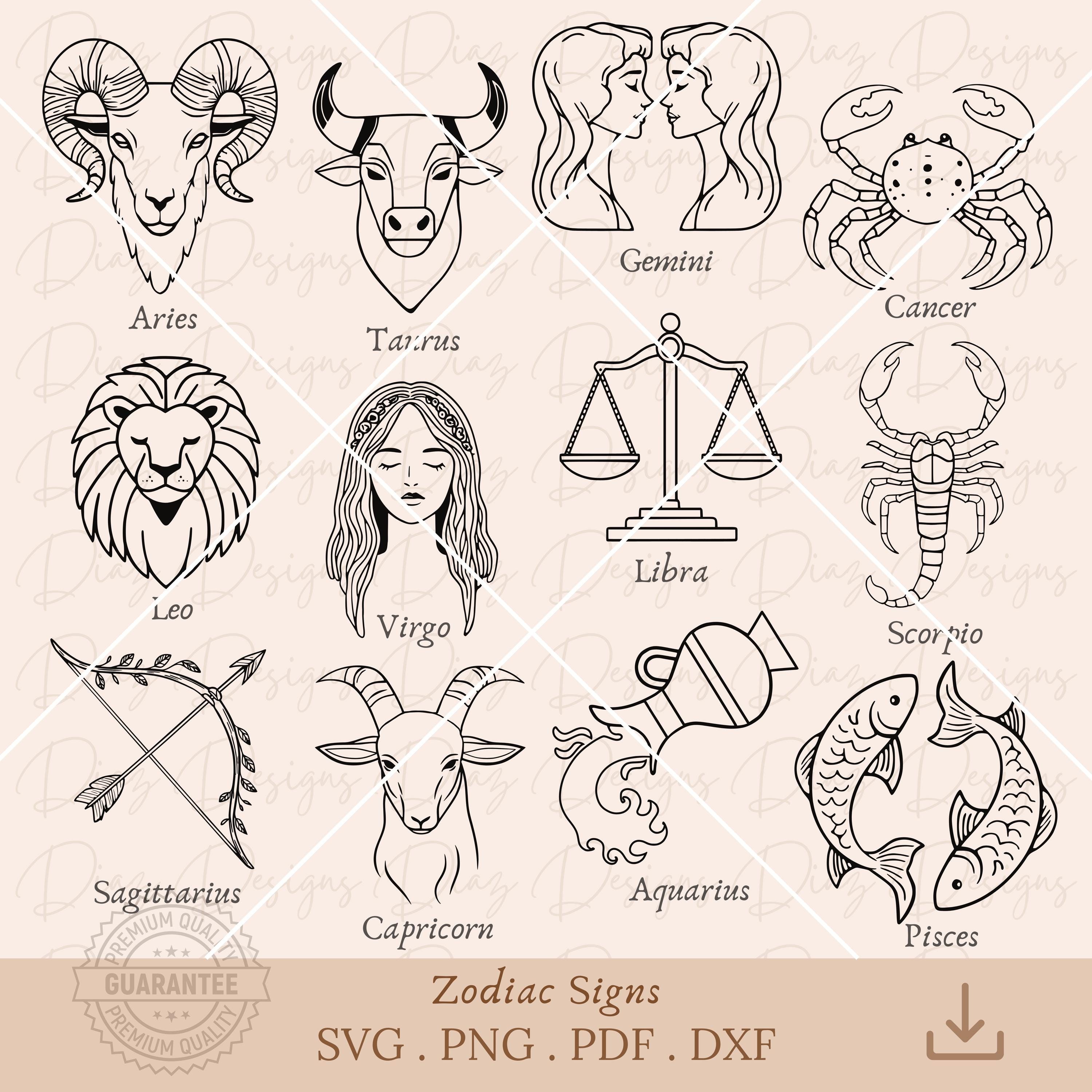 Zodiac Signs Svg, Horoscope Symbol Svg, Zodiac Astrology Cricut