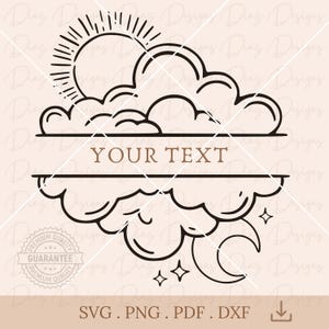 Nube dibujo clipart, nube svg, vector nube, Meteorología, nubes tiempo infantiles, nube luna cricut, nubes colorear png, luna sol clipart.