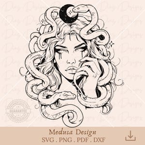 Medusa svg, Medusa tatoeage svg, Medusa vector, Medusa knipbestand, Griekse mythologie svg, Griekse godin png, Medusa clipart, Slang png.