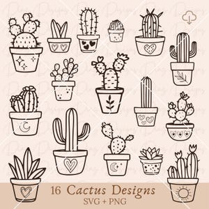 Cactus svg, cactus clipart, cactus plantes png, cactus pot clipart, cactus cut file, cactus cricut dessin, botanique svg