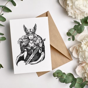 Vikingakrigarekvinna svg, Valkyrie svg, Freya svg, Valkyrie clipart, viking png, Valhalla svg, nordisk mytologi svg, viking clipart. bild 4
