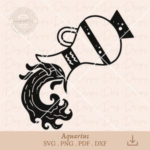 Signe du zodiaque Verseau svg, Symbole du Verseau png, Fichier de coupe du zodiaque Verseau, Horoscope Verseau svg, vecteur d’astrologie, clipart Verseau.