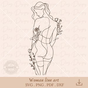 Körper Frau Blumen SVG, Frau Clipart floral, Linie Frau SVG, Körper Frau png, Körper Mädchen SVG, Frau feine Linie SVG, Line Art Vektor.