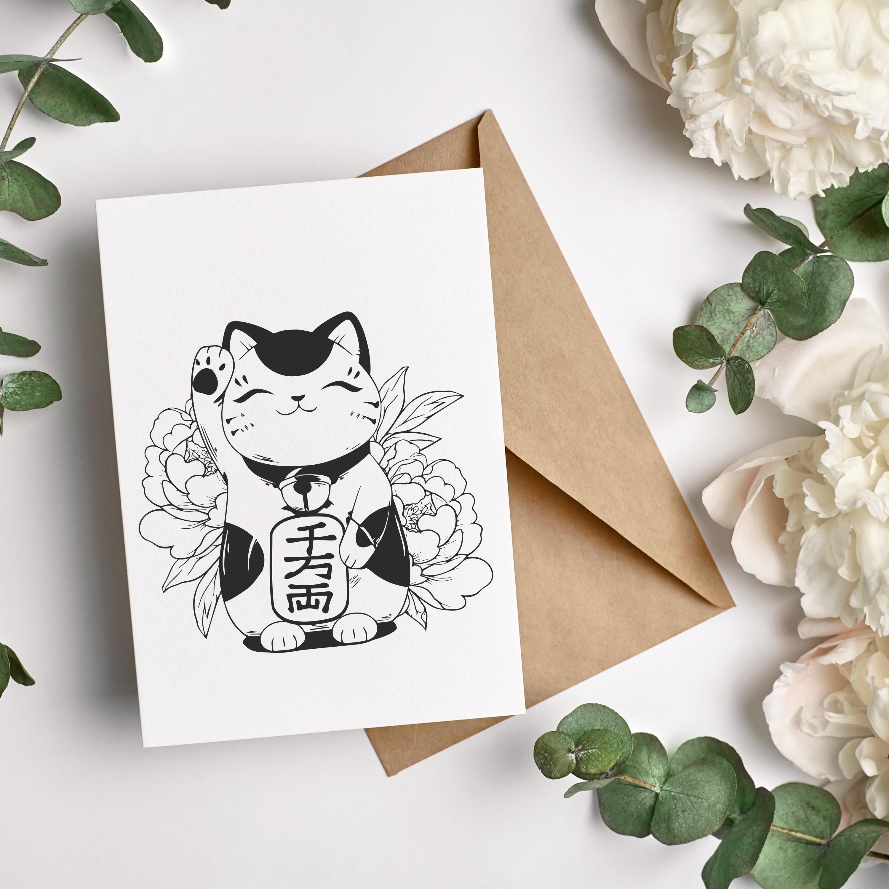 Japanese Lucky Cat Svg, Lucky Cat Vector, Maneki Neko Svg