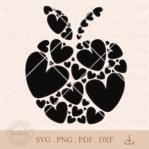 Heart apple svg, teacher apple cricut, teacher life clipart, heart silhouette, apple heart vector, apple cutting file, back to school svg.