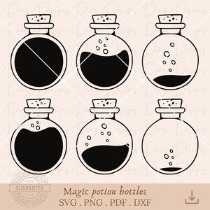Witch potions bundle svg, magic potion svg, witches bottle svg, mystical svg, witch brew clipart, poison bottle svg, alchemy png, halloween.