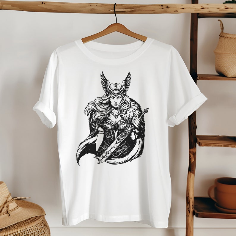 Vikingakrigarekvinna svg, Valkyrie svg, Freya svg, Valkyrie clipart, viking png, Valhalla svg, nordisk mytologi svg, viking clipart. bild 2