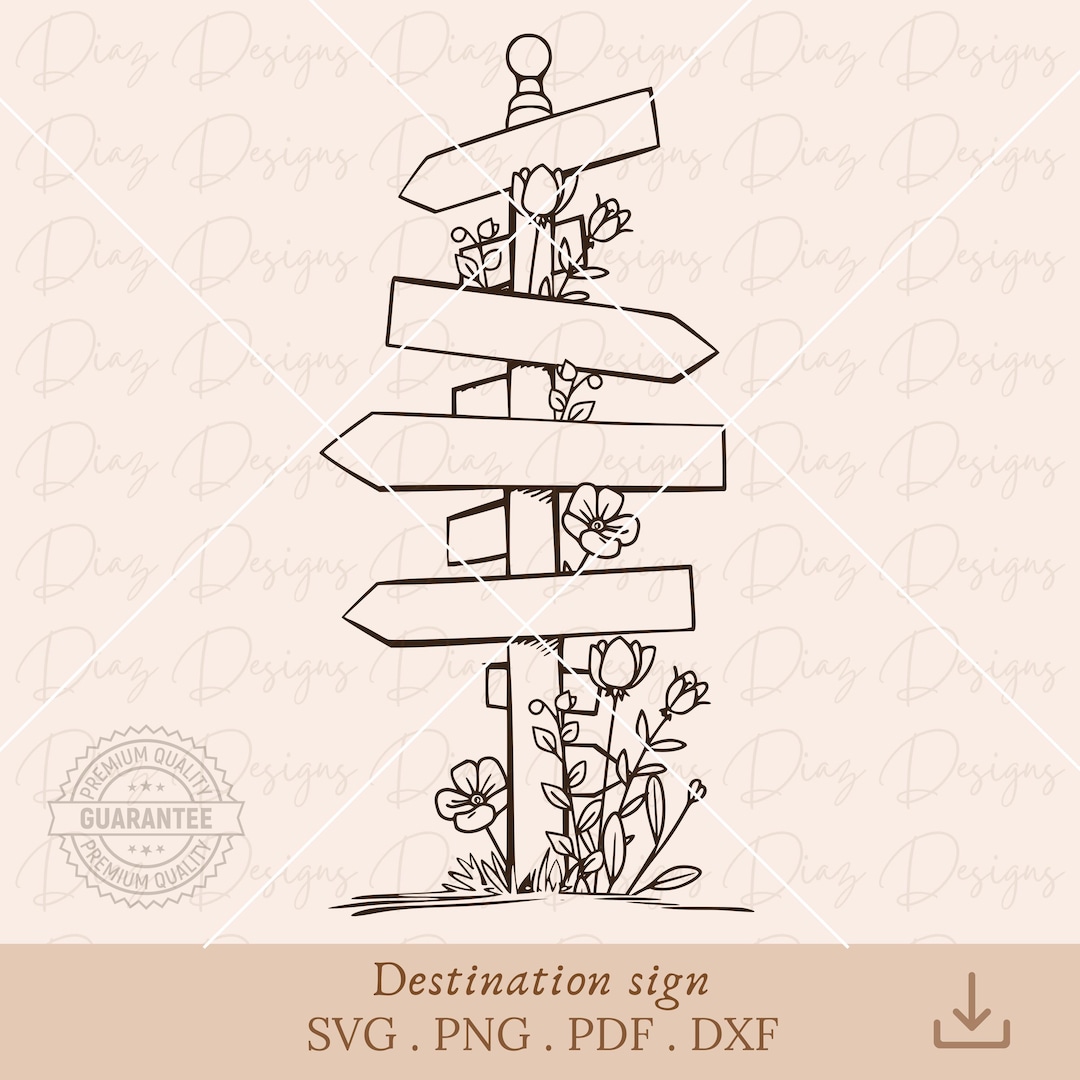 Destination Sign Svg, Road Signs Svg, Direction Sign Clipart, Wood Sign ...